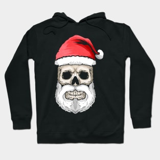 Skull Santa Hat And Beard Christmas Halloween Hallowxmas Hoodie